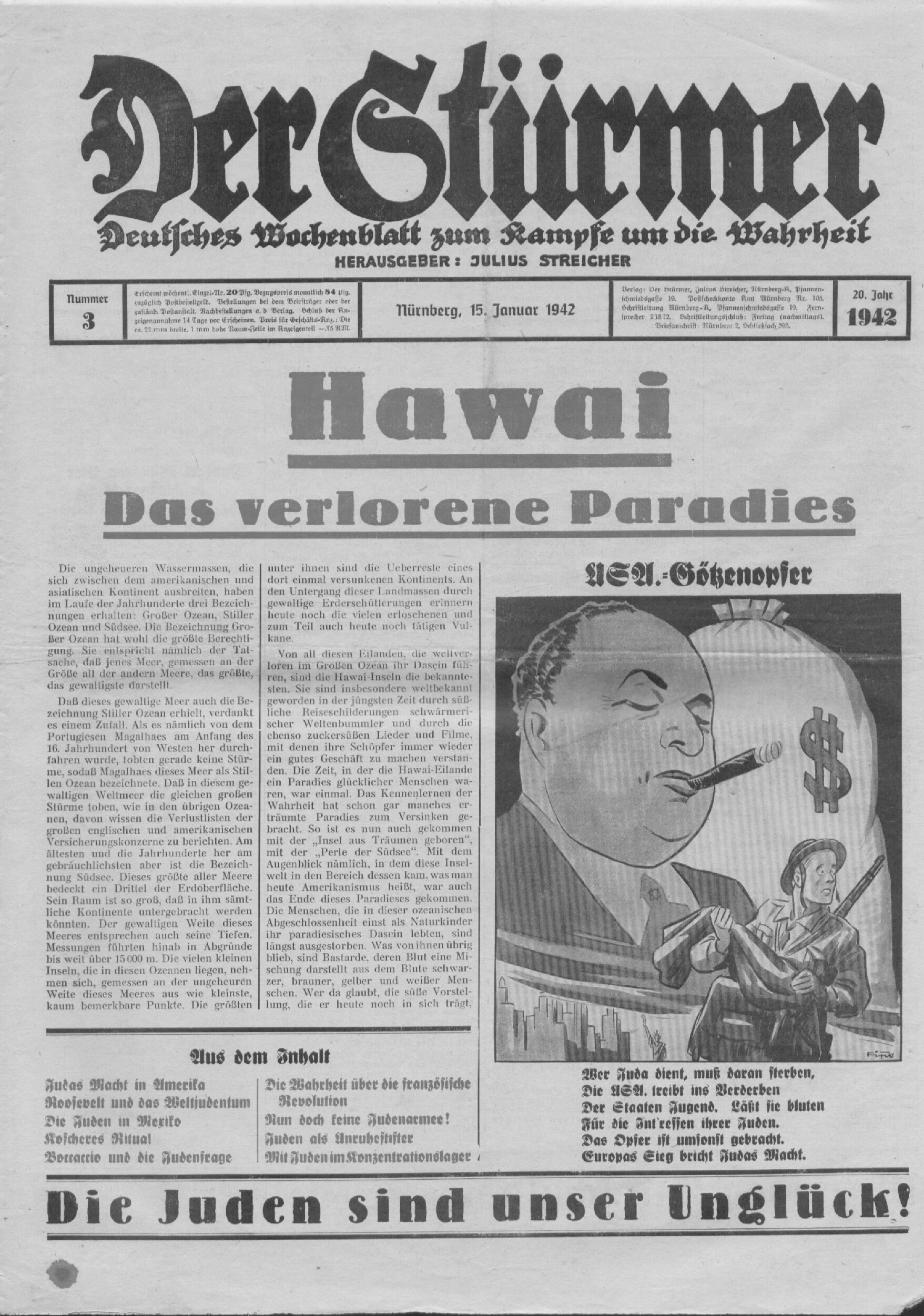 Der Stürmer - 1942 Nr. 03 - Hawai - Das verlorene Paradies