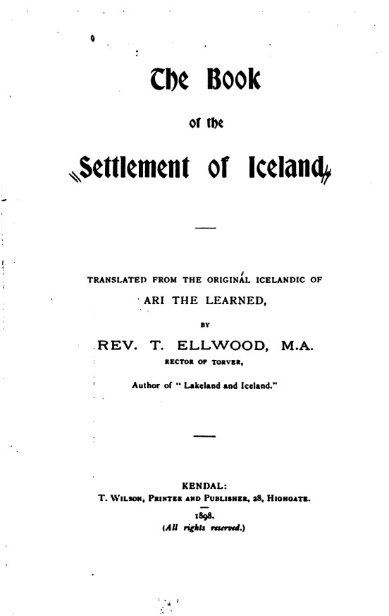 The Book of the Settlement of Iceland