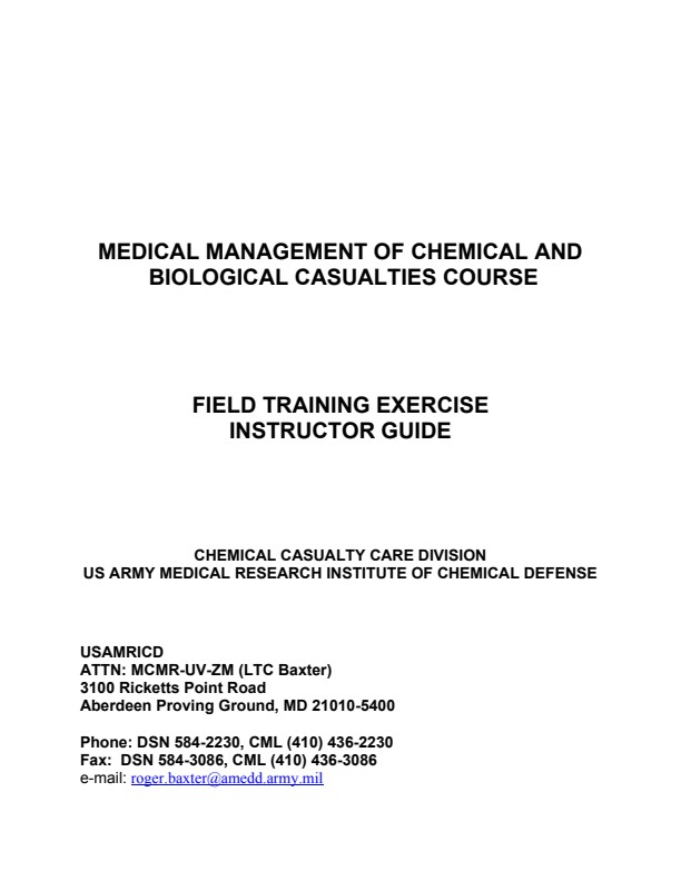 Medical Management of Chemical and Biological Casualties - Field Training Exercises - MCBC FTX Guide 1_99