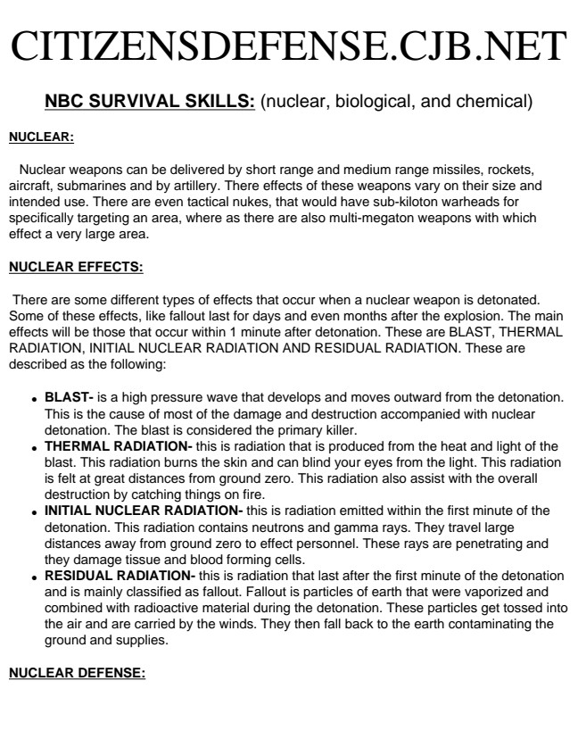 NBC Survival - citizendefense