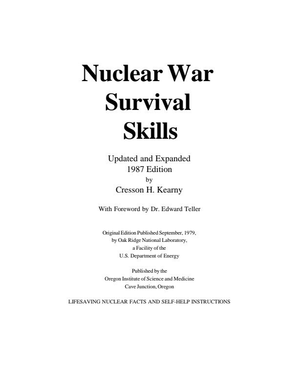 Nuclear War Survival Skills - Cresson Kearny