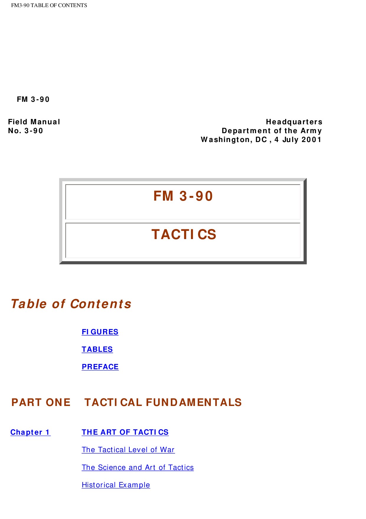 FM3-90 TABLE OF CONTENTS