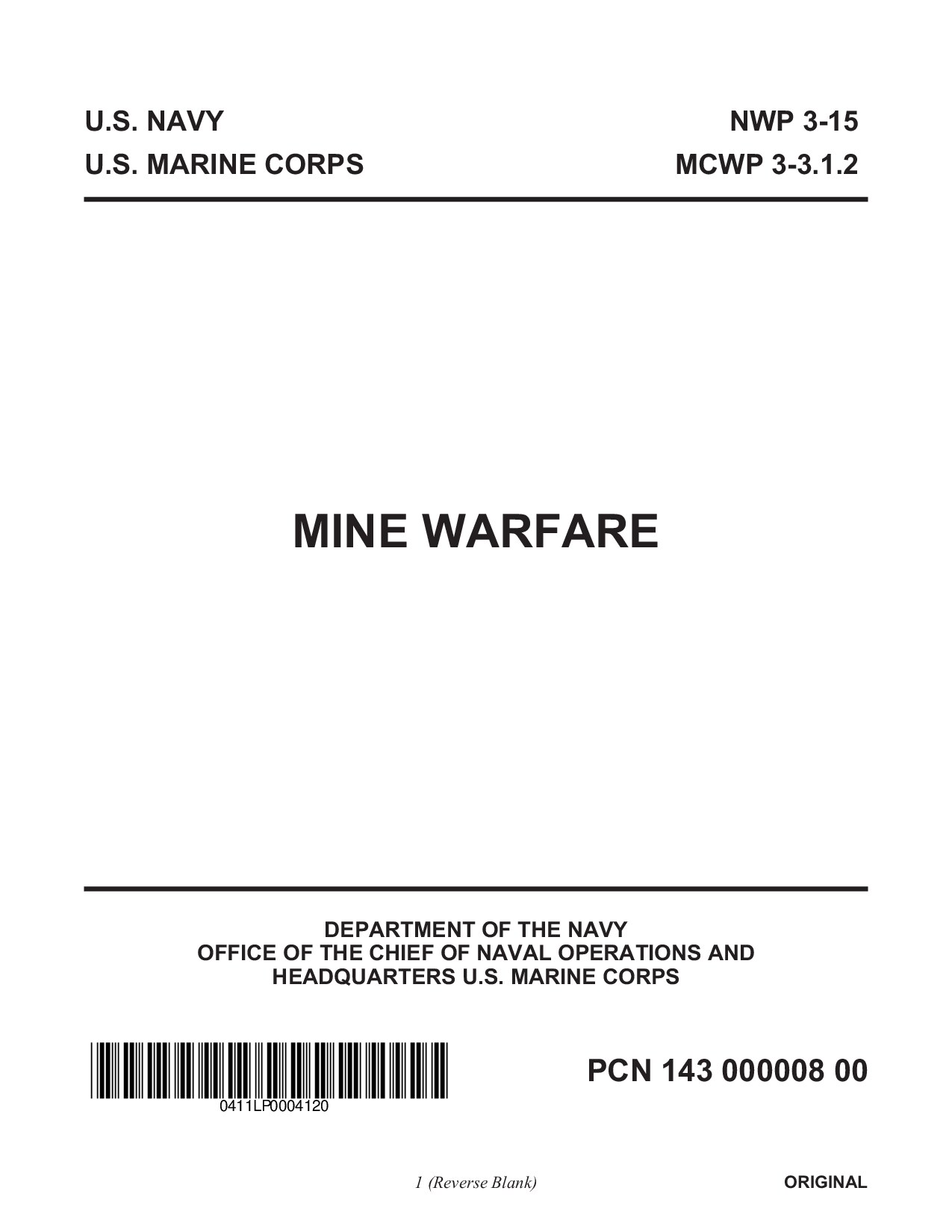 NWP 3-15 - LOCATED ON DISC 2 - MINE WARFARE