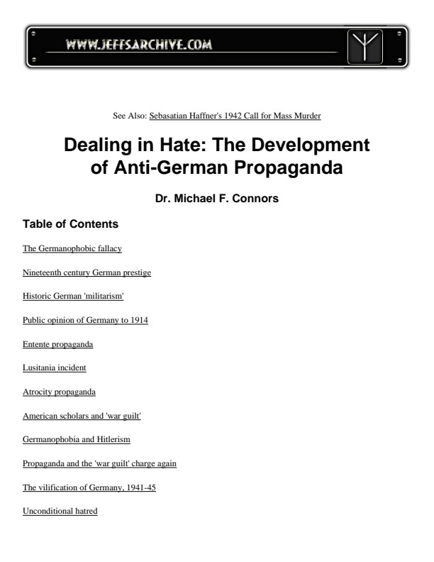 Dealing in Hate -- The Development of Anti-German Propaganda (book)