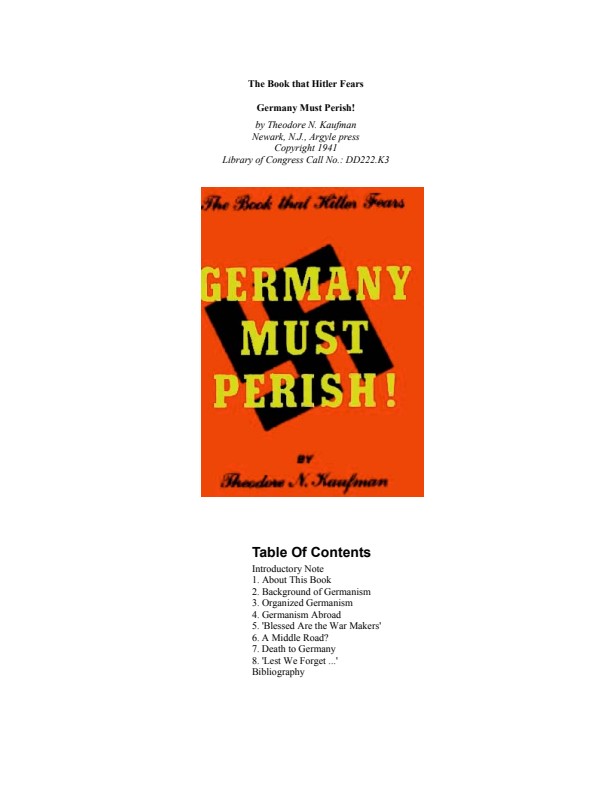 Kaufman, Theodore - Germany Must Perish