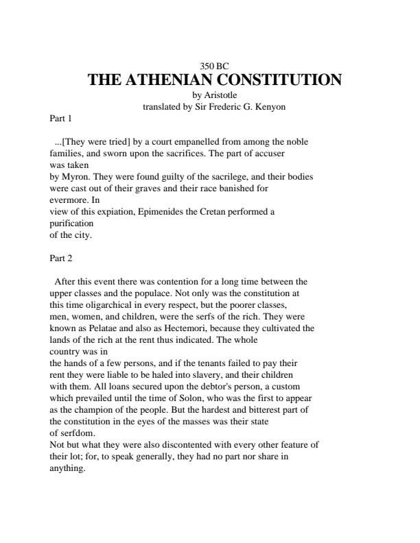 Aristotle - The Athenian Constitution