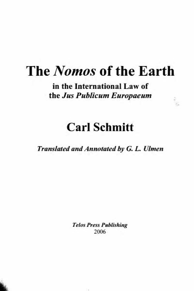 Carl Schmitt-The Nomos of the Earth in the International Law-Telos Press (2003)