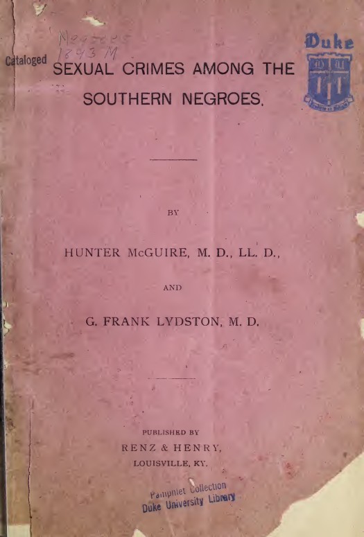 Sexual crimes among the southern Negroes