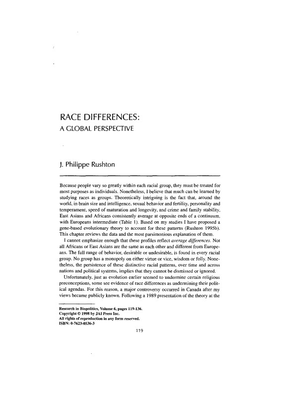 Race Differences- A Global Perspective