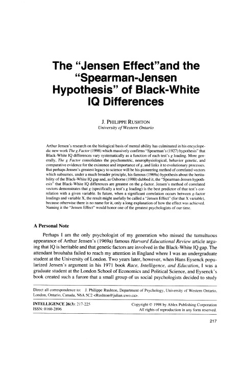 The Jensen Effect and the Spearman-Jensen Hypothesis of Black-White IQ Differences