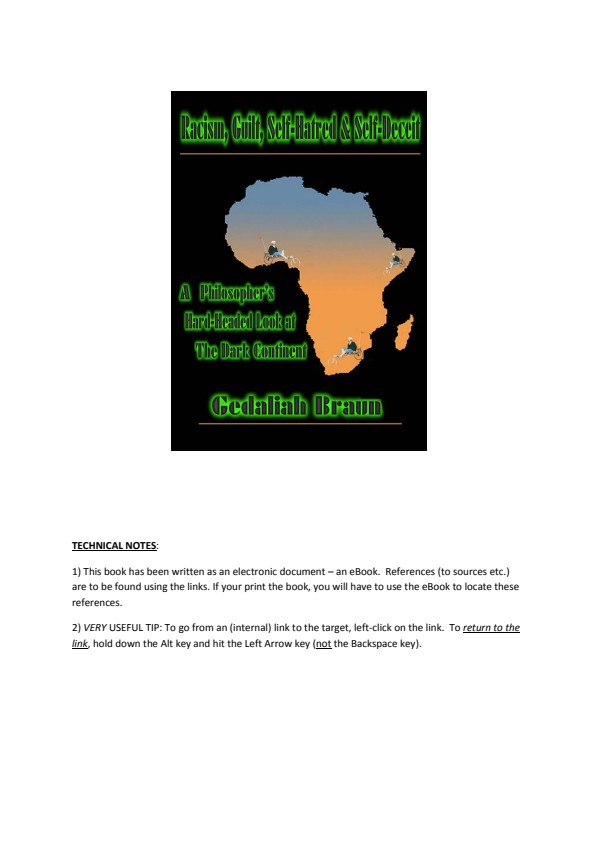 Braun, Gedeliah; Racism, Guilt, Self-Hatred & Self-Deceit - The Dark Continent