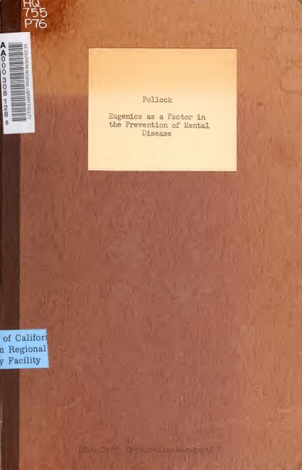 Pollock, Horatio M.; Eugenics As A Factor In The Prevention Of Mental Disease