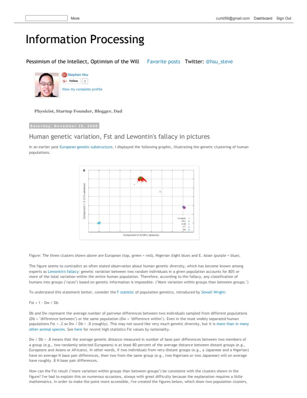 Information Processing_ Human genetic variation, Fst and Lewontin's fallacy in pictures