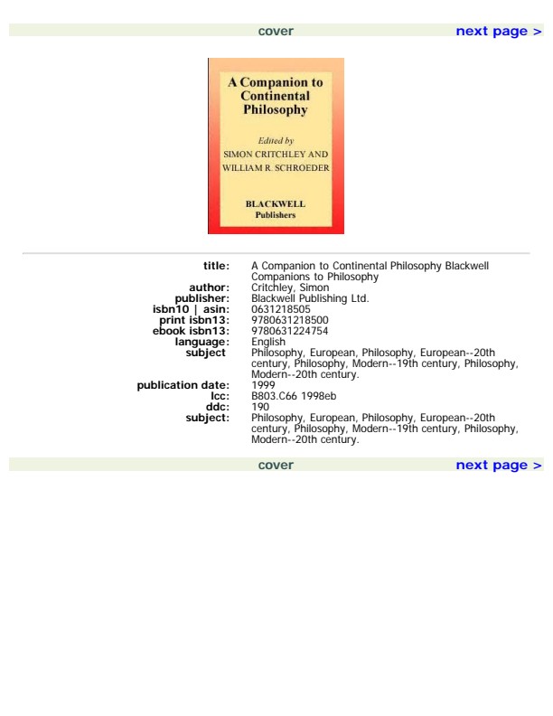 (Blackwell companions to philosophy) A Companion to Continental Philosophy