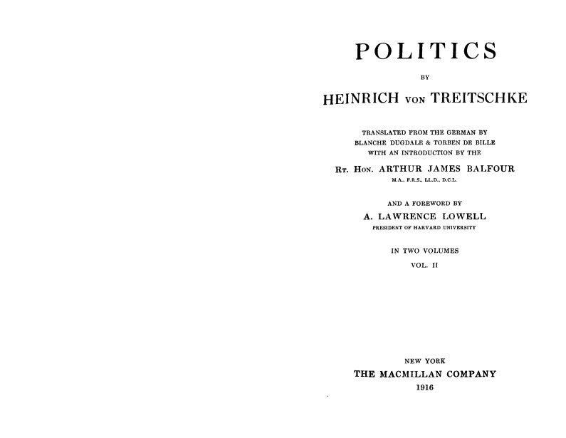 Heinrich von Treitschke - Politics Vol. 2