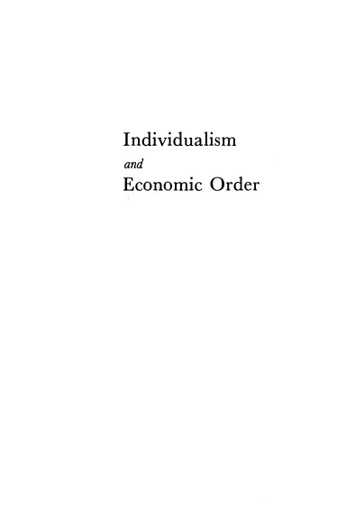 Individualism and Economic Order